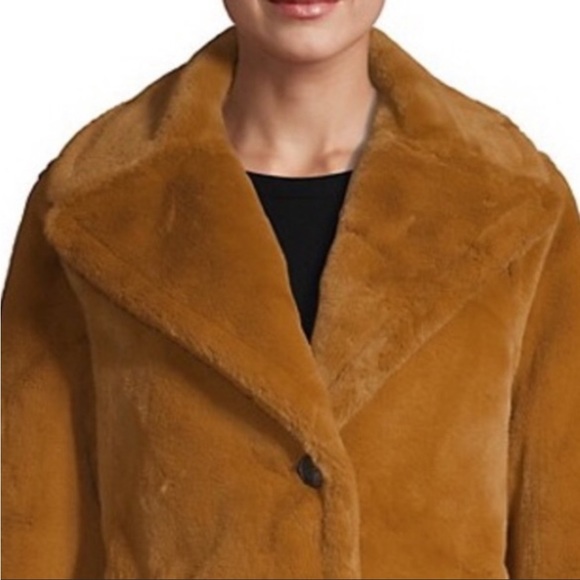 Avec Les Filles Honey Faux Fur Single-Button Jacket SzXS Oversized Notch Lapel - Picture 9 of 16